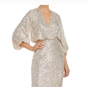 Eliza J Silver Sequin Long Sleeve Dress